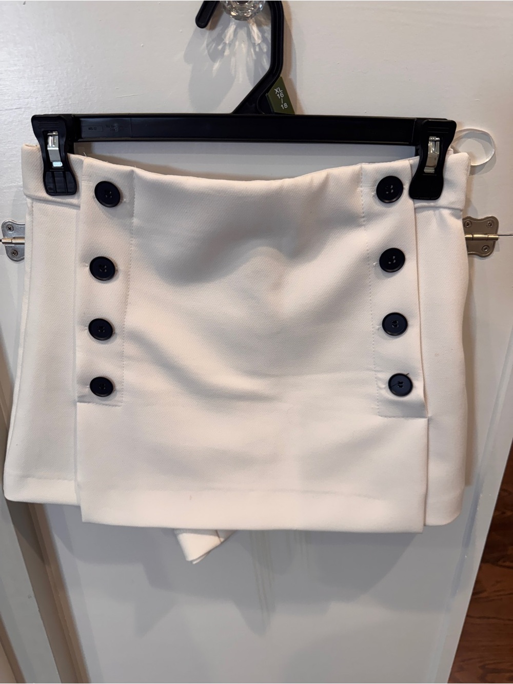 Zara White Mini Skort with Button Detail